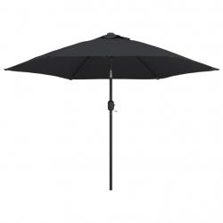 Parasol d'extérieur avec led et mât en acier 300 cm noir 02_0008176