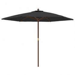 Parasol mobilier de jardin de jardin avec mât en bois 299 x 240 cm noir 02_0008344
