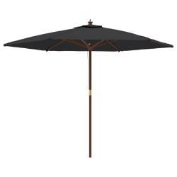 Parasol mobilier de jardin de jardin avec mât en bois 299 x 240 cm noir 02_0008344