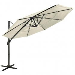 Parasol à 4 niveaux avec mât en aluminium 3 x 3 m sable 02_0008793