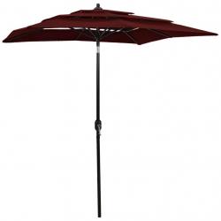 Parasol à 3 niveau x avec mât en aluminium 2 x 2 m bordeaux 02_0008752