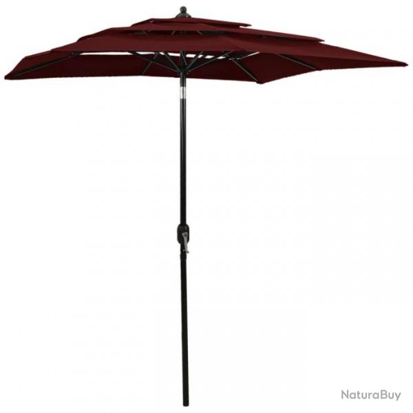 Parasol  3 niveau x avec mt en aluminium 2 x 2 m bordeaux 02_0008752