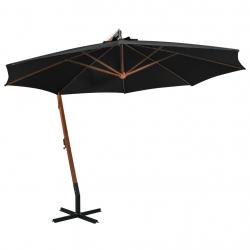 Parasol suspendu avec mât 3,5 x 2,9 m bois de sapin massif noir 02_0008715
