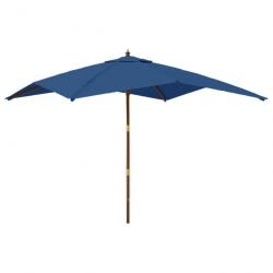 Parasol de jardin avec mât en bois 300 x 300 x 273 cm bleu 02_0008340