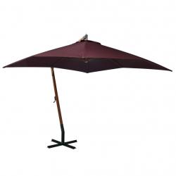 Parasol suspendu avec mât rouge 3 x 3 m bois de sapin bordeaux 02_0008718