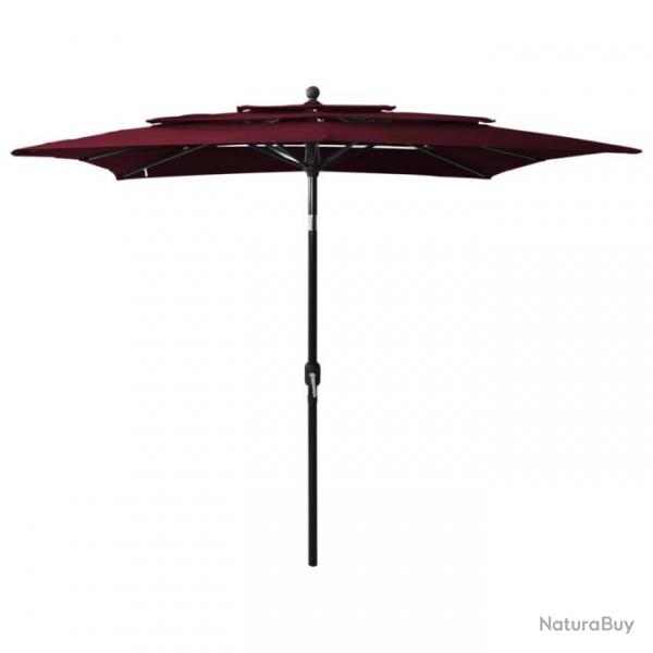 Parasol  3 niveaux avec mt en aluminium 2,5 x 2,5 m rouge bordeaux 02_0008751