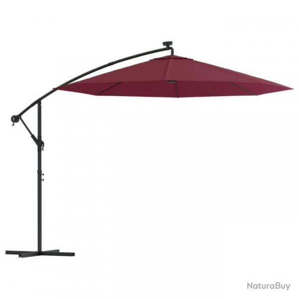 Parasol dport  led et mt en acier diamtre 3 m rouge bordeaux 02_0008579