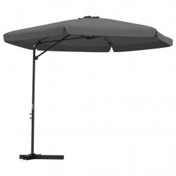 Parasol mobilier de jardin d'extérieur avec mât en acier 300 x 250 cm anthracite 02_0008197