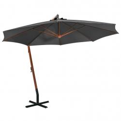 Parasol suspendu avec mât 3,5 x 2,9 m bois de sapin anthracite 02_0008705