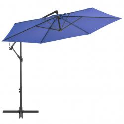 Parasol déporté avec mât en aluminium 300 cm bleu 02_0008479