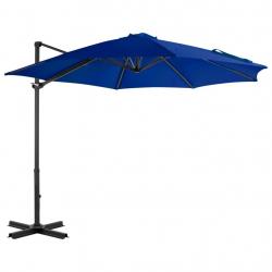 Parasol déporté avec mât en aluminium 300 cm bleu 02_0008491