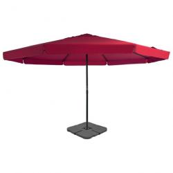 Parasol d'extérieur diamètre : 5 m avec base portable rouge 02_0008048