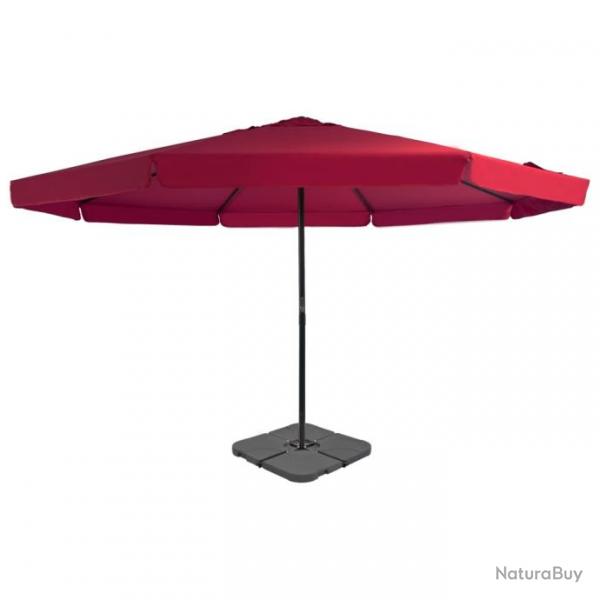 Parasol d'extrieur diamtre : 5 m avec base portable rouge 02_0008048