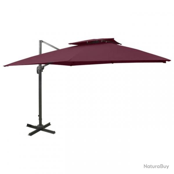 Parasol dport  double toit 300 x 300 cm rouge bordeaux 02_0008559