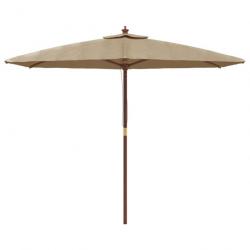 Parasol mobilier de jardin avec mât en bois 299 x 240 cm taupe 02_0008359