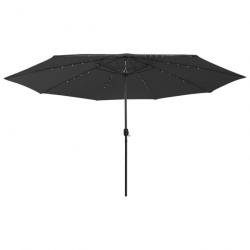 Parasol d'extérieur avec led et mât en métal 400 cm noir 02_0008182