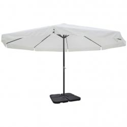Parasol grand d'extérieur diamètre 5 m en aluminium avec base mobile blanc 02_0008145