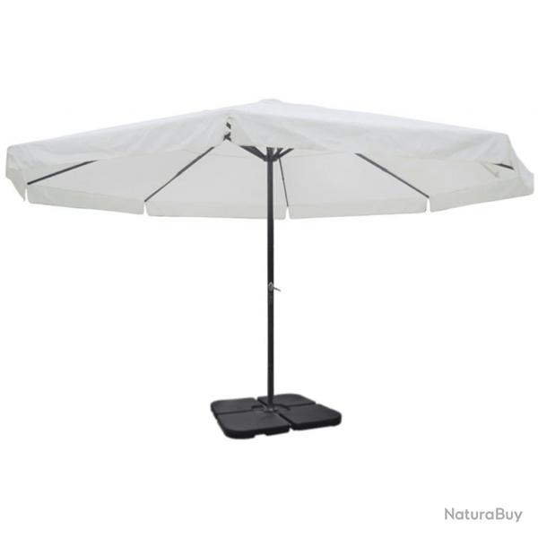 Parasol grand d'extrieur diamtre 5 m en aluminium avec base mobile blanc 02_0008145