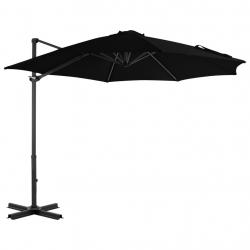 Parasol d'extérieur déporté avec mât en aluminium 300 cm noir 02_0008496