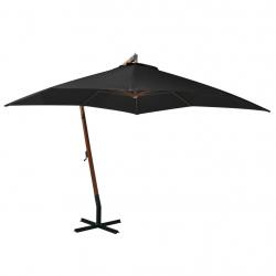 Parasol suspendu avec mât 3 x 3 m bois de sapin massif noir 02_0008716