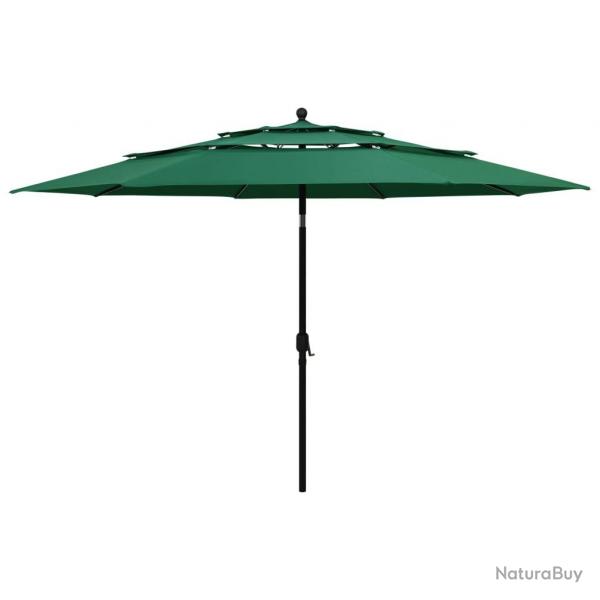 Parasol mobilier de jardin  3 niveau x avec mt en aluminium 3,5 m vert 02_0008783