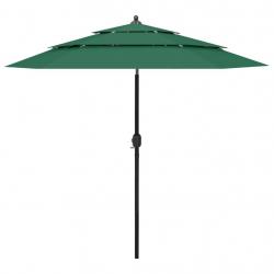 Parasol à 3 niveau x avec mât en aluminium 2,5 m vert 02_0008779