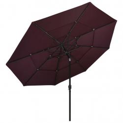 Parasol à 3 niveaux avec mât en aluminium 3,5 m bordeaux 02_0008754