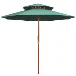 Parasol de terrasse 270 x 270 cm poteau en bois vert 02_0008414