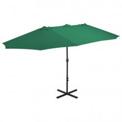 Parasol d'extérieur et mât en aluminium 460 x 270 cm vert 02_0008293