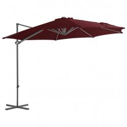 Parasol d'extérieur déporté avec mât en acier 300 cm rouge bordeaux 02_0008476