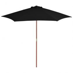 Parasol d'extérieur avec mât en bois 270 cm noir 02_0008259