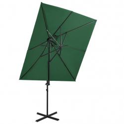 Parasol d'extérieur déporté à double toit 250 x 250 cm vert 02_0008575