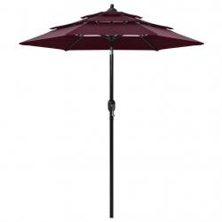 Parasol à 3 niveaux avec mât en aluminium 2 m bordeaux 02_0008749