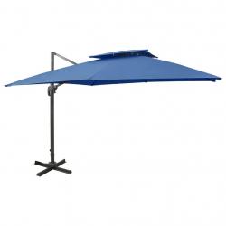 Parasol déporté à double toit 300 x 300 cm bleu 02_0008557