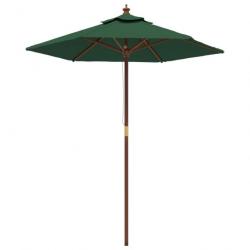Parasol de jardin avec mât en bois 196 x 231 cm vert 02_0008367
