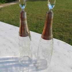 VINTAGE - SUPERBE paire de Bouteille/Fiole en cristal gravé (Début 1900)