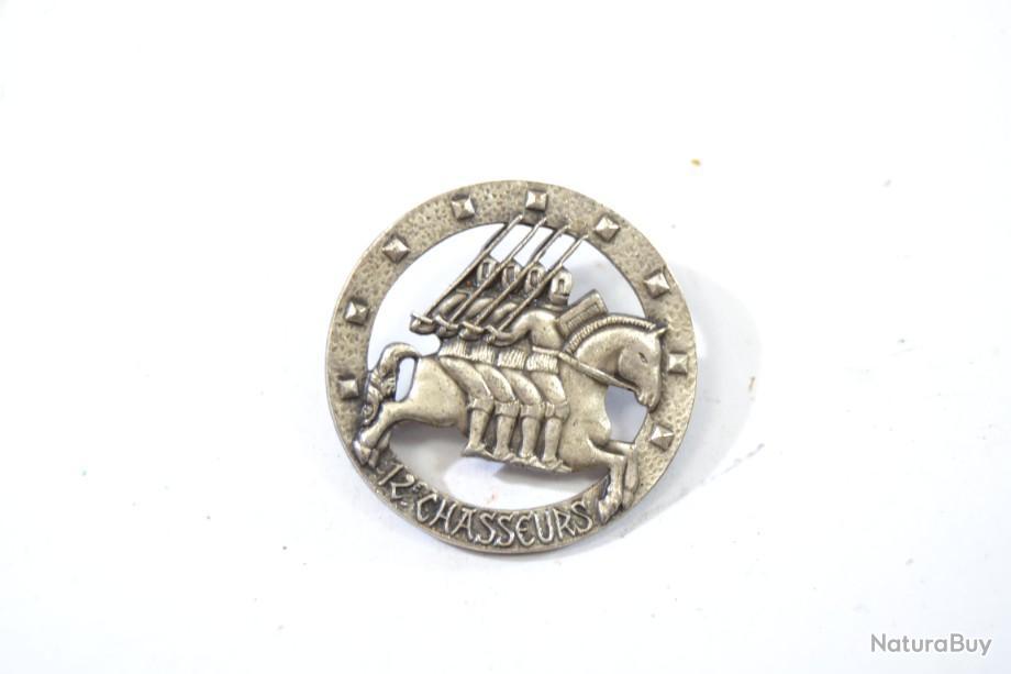 Insigne E R Giment De Chasseurs Rc Rond Sans Cor Dos Guilloch Drago Pingle Bolero