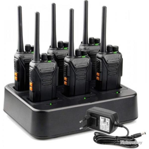 Lot de 6 talkie walkies 446 MHz VOX 16 canaux rechargeables - Noir - LIVRAISON GRATUITE ET RAPIDE