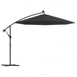 Parasol déporté à led et mât en acier 300 cm noir 02_0008578