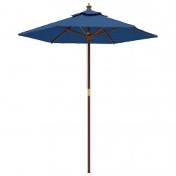 Parasol de jardin avec mât en bois 196 x 231 cm bleu 02_0008337