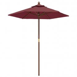 Parasol de jardin avec mât en bois 196 x 231 cm rouge bordeaux 02_0008347