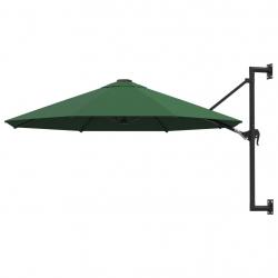 Parasol d'extérieur mural avec mât métallique 300 cm vert 02_0008689