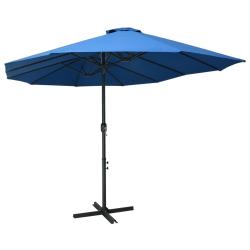 Parasol d'extérieur et poteau en aluminium 460 x 270 cm bleu 02_0008295