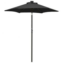 Parasol avec lumières led 200 x 211 cm aluminium noir 02_0008091