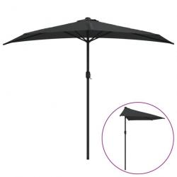 Parasol demi de balcon avec mât en aluminium 270 x 135 x 245 cm noir 02_0008302