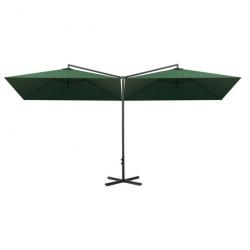 Parasol double avec mât en acier 600 x 300 cm vert 02_0008438