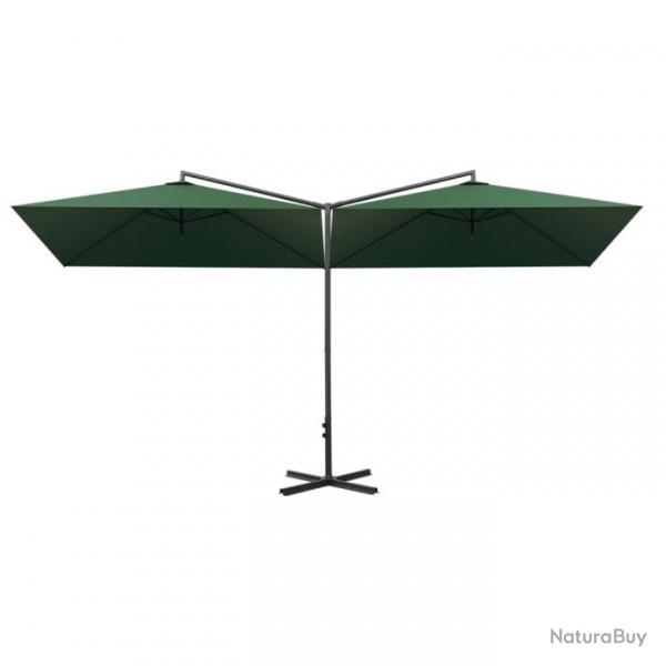 Parasol double avec mt en acier 600 x 300 cm vert 02_0008438