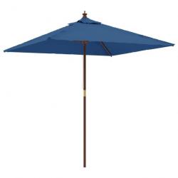 Parasol de jardin avec mât en bois 198 x 198 x 231 cm bleu 02_0008338