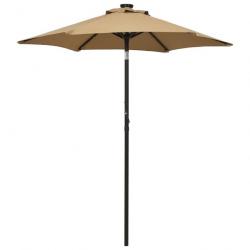 Parasol avec lumières led 200 x 211 cm aluminium taupe 02_0008094