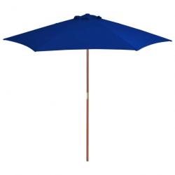 Parasol d'extérieur avec mât en bois 270 cm bleu 02_0008256